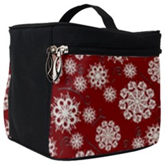 Snowflakes On Red Make Up Travel Bag (big) by bloomingvinedesign