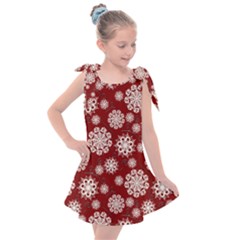 Snowflakes On Red Kids  Tie Up Tunic Dress by bloomingvinedesign