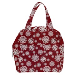 Snowflakes On Red Boxy Hand Bag by bloomingvinedesign