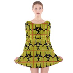 Biohazard Sign Long Sleeve Velvet Skater Dress by ArtworkByPatrick