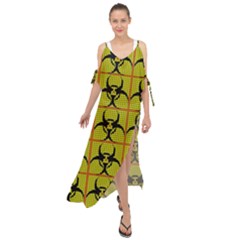 Biohazard Sign Maxi Chiffon Cover Up Dress by ArtworkByPatrick