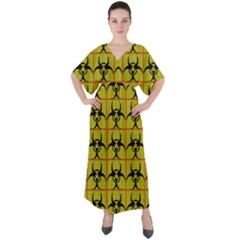 Biohazard Sign V-neck Boho Style Maxi Dress