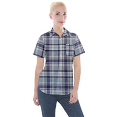 Tartan Design 2 Women s Short Sleeve Pocket Shirt