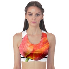 Tulip Watercolor Red And Black Stripes Sports Bra by picsaspassion