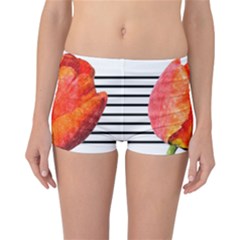 Tulip Watercolor Red And Black Stripes Reversible Boyleg Bikini Bottoms by picsaspassion