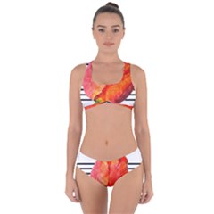 Tulip Watercolor Red And Black Stripes Criss Cross Bikini Set by picsaspassion