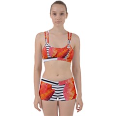 Tulip Watercolor Red And Black Stripes Perfect Fit Gym Set by picsaspassion