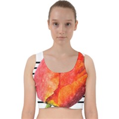 Tulip Watercolor Red And Black Stripes Velvet Racer Back Crop Top by picsaspassion