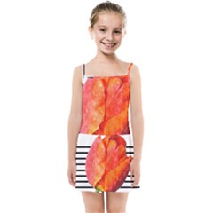 Tulip Watercolor Red And Black Stripes Kids  Summer Sun Dress by picsaspassion