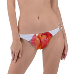 Tulip Watercolor Red And Black Stripes Ring Detail Bikini Bottom