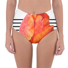 Tulip Watercolor Red And Black Stripes Reversible High-waist Bikini Bottoms by picsaspassion