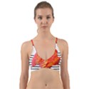 Tulip watercolor Red and black stripes Wrap Around Bikini Top View1