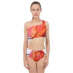 Tulip Watercolor Red And Black Stripes Spliced Up Two Piece Swimsuit by picsaspassion