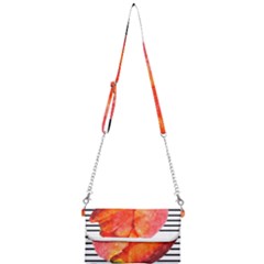 Tulip Watercolor Red And Black Stripes Mini Crossbody Handbag by picsaspassion