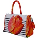 Tulip watercolor Red and black stripes Duffel Travel Bag View1