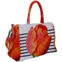 Tulip watercolor Red and black stripes Duffel Travel Bag View2