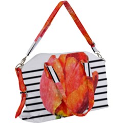 Tulip Watercolor Red And Black Stripes Canvas Crossbody Bag