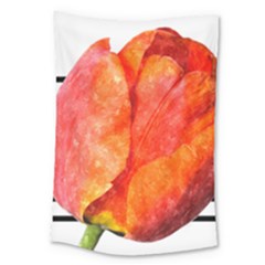 Tulip Watercolor Red And Black Stripes Large Tapestry by picsaspassion