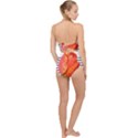 Tulip watercolor Red and black stripes Scallop Top Cut Out Swimsuit View2