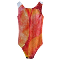 Tulip Watercolor Red And Black Stripes Kids  Cut-out Back One Piece Swimsuit by picsaspassion