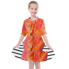 Tulip Watercolor Red And Black Stripes Kids  All Frills Chiffon Dress by picsaspassion