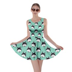 Cute Husky Dog Face Skater Dress