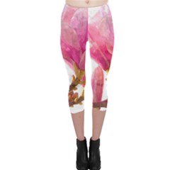 Magnolia Roze Aquarel Watercolor Capri Leggings  by picsaspassion