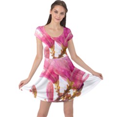 Magnolia Roze aquarel watercolor Cap Sleeve Dress