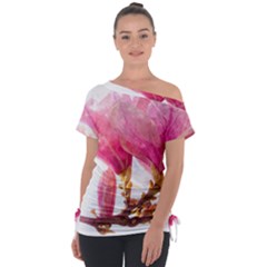 Magnolia Roze aquarel watercolor Tie-Up Tee