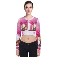 Magnolia Roze aquarel watercolor Long Sleeve Zip Up Bomber Jacket