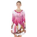 Magnolia Roze aquarel watercolor Long Sleeve Velvet V-neck Dress View1