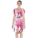 Magnolia Roze aquarel watercolor Short Sleeve Bardot Dress View1