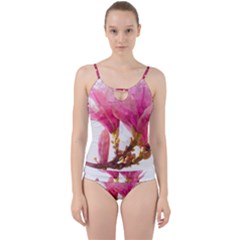 Magnolia Roze Aquarel Watercolor Cut Out Top Tankini Set by picsaspassion