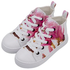 Magnolia Roze Aquarel Watercolor Kids  Mid-top Canvas Sneakers by picsaspassion