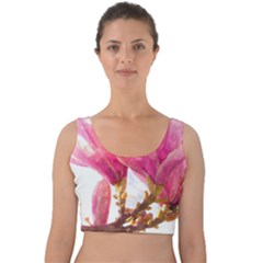 Magnolia Roze Aquarel Watercolor Velvet Crop Top by picsaspassion