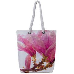 Magnolia Roze Aquarel Watercolor Full Print Rope Handle Tote (small) by picsaspassion