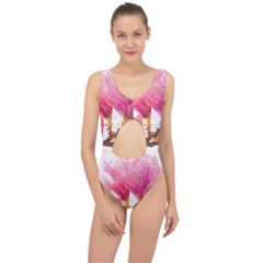 Magnolia Roze Aquarel Watercolor Center Cut Out Swimsuit by picsaspassion