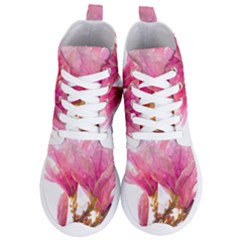 Magnolia Roze Aquarel Watercolor Women s Lightweight High Top Sneakers by picsaspassion