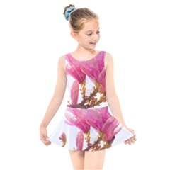 Magnolia Roze Aquarel Watercolor Kids  Skater Dress Swimsuit by picsaspassion