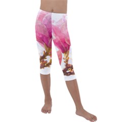 Magnolia Roze aquarel watercolor Kids  Lightweight Velour Capri Leggings 