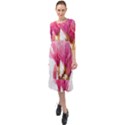 Magnolia Roze aquarel watercolor Ruffle End Midi Chiffon Dress View1