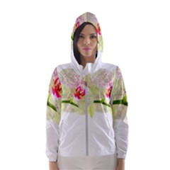 Phalenopsis Orchid White Lilac Watercolor Aquarel Women s Hooded Windbreaker by picsaspassion