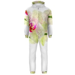 Phalenopsis Orchid White Lilac Watercolor Aquarel Hooded Jumpsuit (men)  by picsaspassion