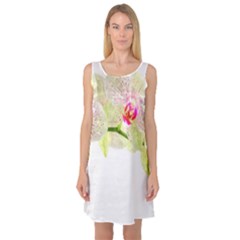 Phalenopsis Orchid White Lilac Watercolor Aquarel Sleeveless Satin Nightdress by picsaspassion