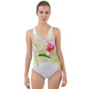 Phalenopsis orchid white lilac watercolor aquarel Cut-Out Back One Piece Swimsuit View1