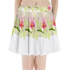 Phalenopsis Orchid White Lilac Watercolor Aquarel Pleated Mini Skirt by picsaspassion