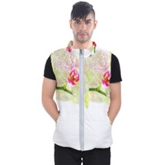 Phalenopsis Orchid White Lilac Watercolor Aquarel Men s Puffer Vest by picsaspassion