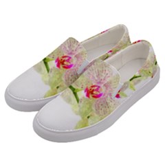 Phalenopsis Orchid White Lilac Watercolor Aquarel Men s Canvas Slip Ons by picsaspassion