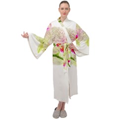 Phalenopsis Orchid White Lilac Watercolor Aquarel Maxi Velour Kimono by picsaspassion