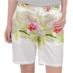 Phalenopsis Orchid White Lilac Watercolor Aquarel Pocket Shorts by picsaspassion